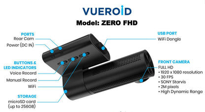 Vueroid ZERO 2CH FHD Car Dashcam